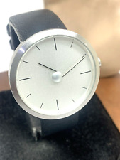 Lexon Takashi Kato Tao Unisex Watch Quartz Silver Dial Black Leather Band 36mm