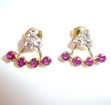 Earrings 750 Yellow Gold 0.72ct Diamonds 0.40ct Rubies 16.0 x 14.4mm 4.4gr