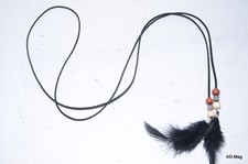 Bijoux Fantaisie - Sautoir à Plumes avec perles et bijoux argentés - Noir - NEUF