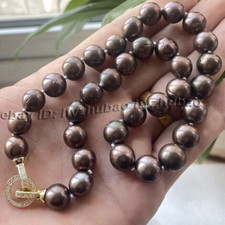 16/18"/20"/25" 11-12mm Chocolate Baroque Edison Pearl Beads 14K Gold GP Necklace