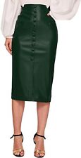 Women's Green Leather Skirt Designer Stylish Ladies Party Office casual wear