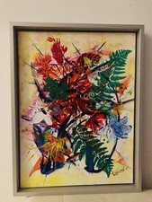 Peinture abstraite au couteau sur toile, œuvre unique signée. 50X64cm avec cadre