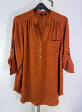 Ladies  Ex Yours Plus Size  Rust Blouse  With Turn Up Sleeve Sizes 16 - 32