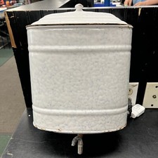 Antique French Enamel Wall Mounted Lavabo Water Tank w/ Spigot & Basin 3 Pc. Set