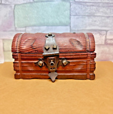 Vintage Small Wooden Stagecoach Chest - Jewelry Box - Empty Pocket