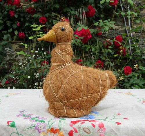 Oiseau canard rotin vintage - en,