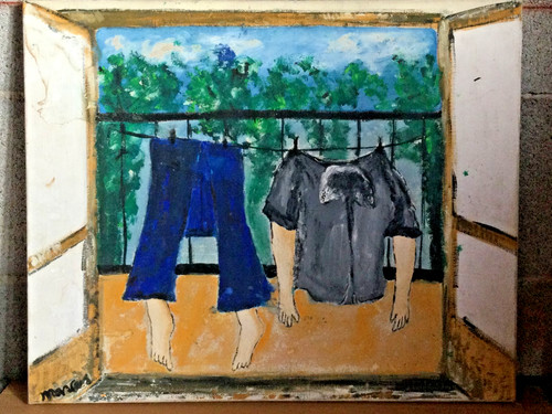 Tableau ancien 1980 art brut - tableau,