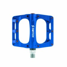 Pedale vtt plateforme descente - bmx switch freeride alu cnc bleu filetage 9-16 