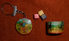 Keychain box 3 dice to play BROCHET TINTIN MILOU HADDOCK Ed° du LOMBARD 1965