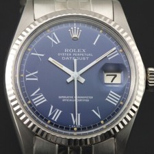 ROLEX MENS DATEJUST 1601 WHITE GOLD& STAINLESS STEEL BLUE ROMAN DIAL  WATCH