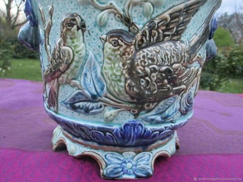 Cache pot ancien oiseaux - cache,