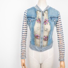 PARIS WOOXOOM Women's Y2K AVANTGARDE Women's Full-Zip Trasperant Beads Jacket S