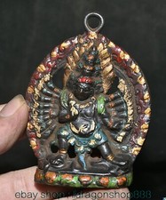 3,6" couleur bronze peinture bouddhisme 18 mains pendentif bouddha Kalachakra