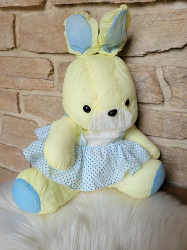 Peluche lapin jaune - peluche, bleu