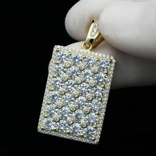 2 Ct Round Cut Diamond Dog Tag Charm Pendant Jewelry Gift 14k Yellow Gold Over