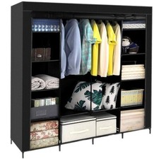 Armoire Portable Pliable En Tissu 170x170 Porte-Vêtements Étagères Garde-Robe