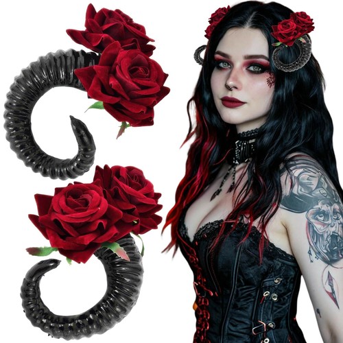 Devil horns hair clips - devil, gothic