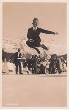 SUISSE  ( carte photo ) Sport d'hiver    " patinage Acrobatique "