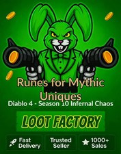 Diablo 4 Season 10 - Mythic Unique Runes 6/6/6 - D4 Infernal Chaos Season SC