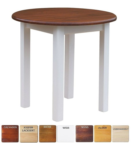 Table ronde pin - table, à