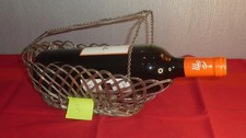 présentoir à vin panier porte bouteille corbeille en métal argenté tressé n°3