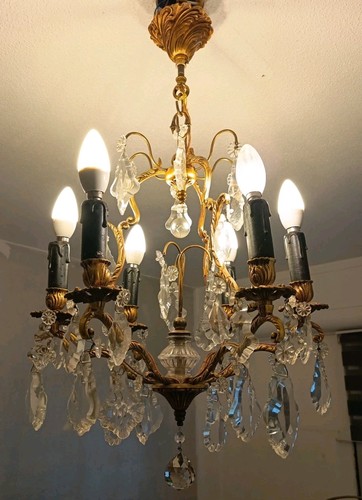 Ancien lustre cage bronze - cage,