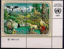 UN (NY) 1991 Alpine Lac Oiseaux Cigognes Pivert Grenouille Cascade Faucon