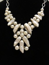 NWT Biwi PEARL Statement Necklace stamped  925 silver 18"+