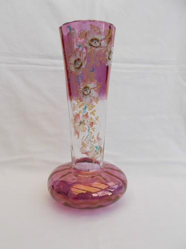 Vase ancien verre - verre, emaille