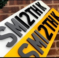 PAIR OF 4D NUMBER PLATES ROAD LEGAL FRONT & REAR GLOSS BLACK