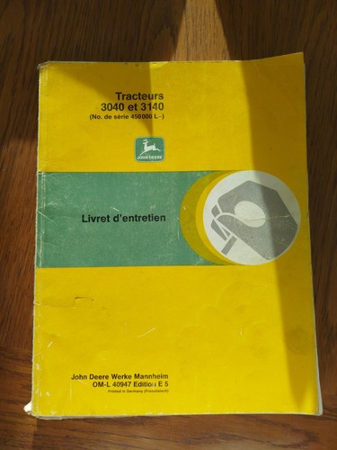 Livret entretien john deere - livret, d'entretien