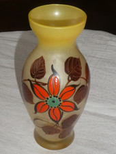 Ancien petit Vase JOMA décor de fleurs émaillée 16 cm de haut