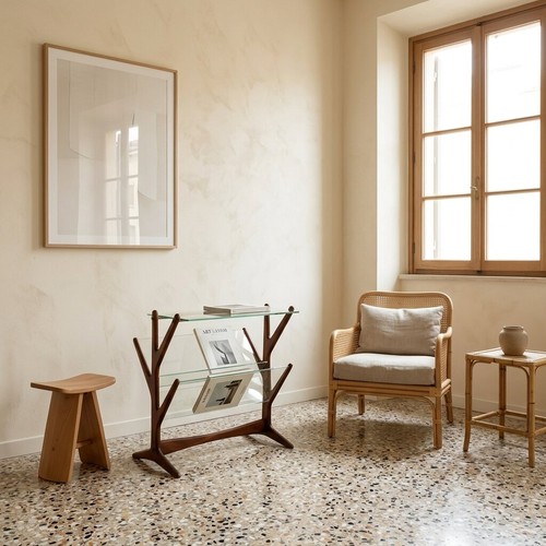 Porte revues vintage hêtre - porte-revues,