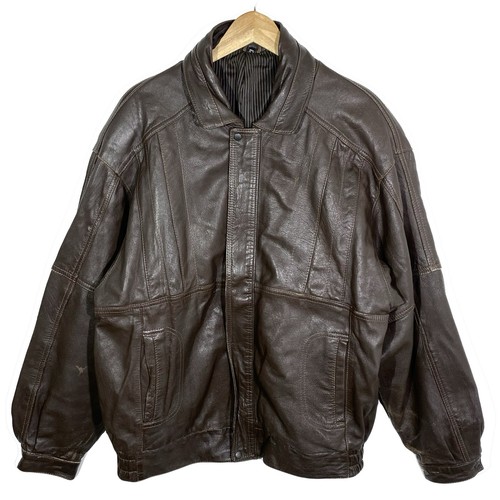 Blouson cuir marron foncé - en,
