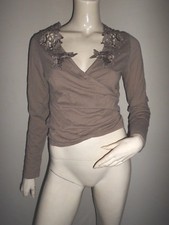 SUPERBE CACHE COEUR A NOUER FEMME TAUPE SUPERBE BRODERIE AU DOS T:38/40
