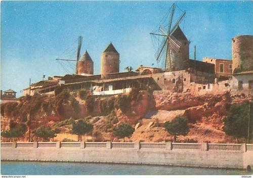 Carte postale moulin à - -,