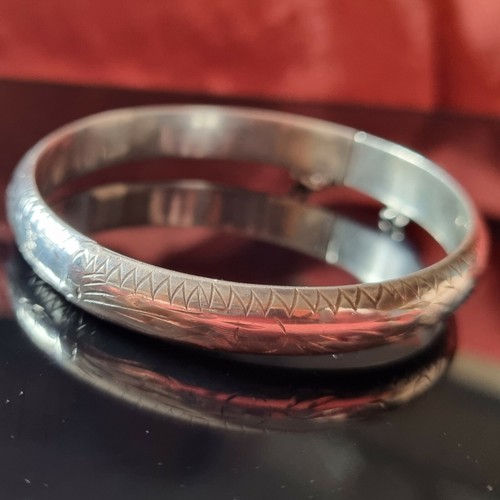 Jonc ancien ouvrant argent - ouvrant,