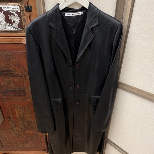 Manteau long cuir - cuir, noir