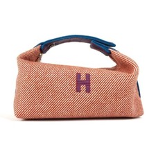 HERMES logo BRIDDA Black PM H Natte bag vanity bag pouch Hand Bag Unused