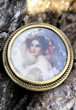 Antique 19th Century Bronze Portrait Brooch