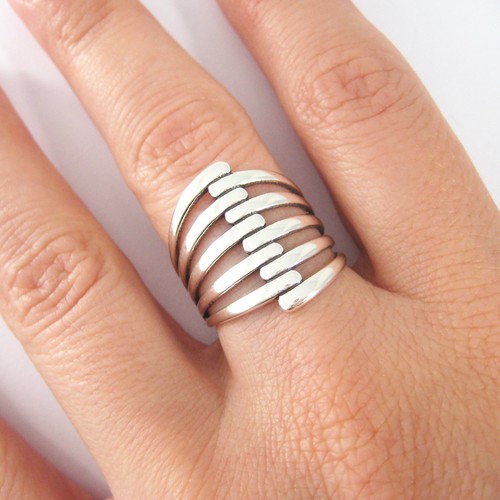 Bague ajourée large - , en
