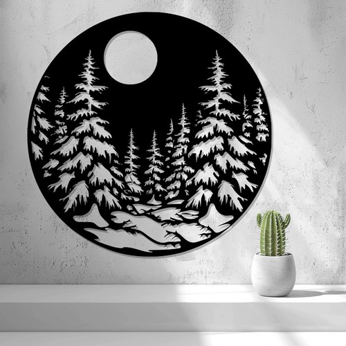 Paysage enneigé nocturne - , en