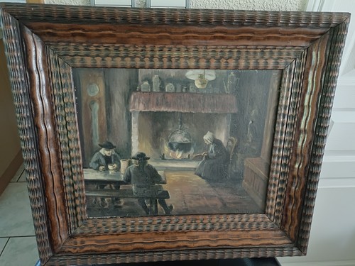 Tableau ancien huile - , toile