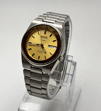 Vintage Seiko 5 Japan Automatic 7S26 'Railway Time' Day/Date Gold Men's Watch