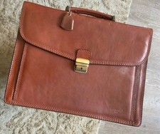 Attaché Case - Porte Documents - Serviette - Mallette 100% Cuir - Cognac