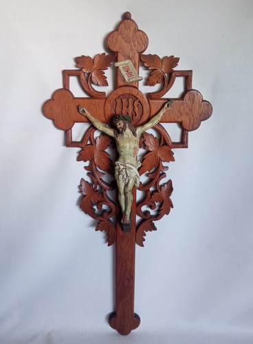 Rare grand crucifix mural - , en