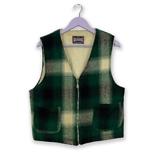 Gilet Vintage Sans Manches À Carreaux Vert Et Crème Avec Zip - Taille S Homme