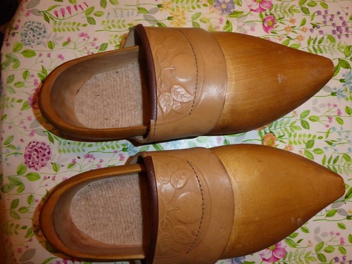 Paire sabots bois cuir - de, &