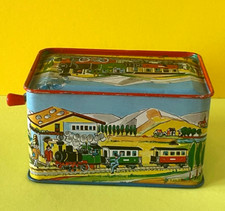 Antique Toy Music Box Music Mill Sheet Metal KRZ - W. GERMANY - Train Decor