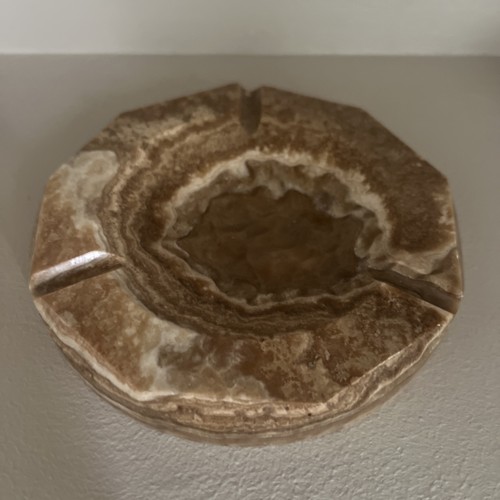 Ancien cendrier onyx marron - ancien,